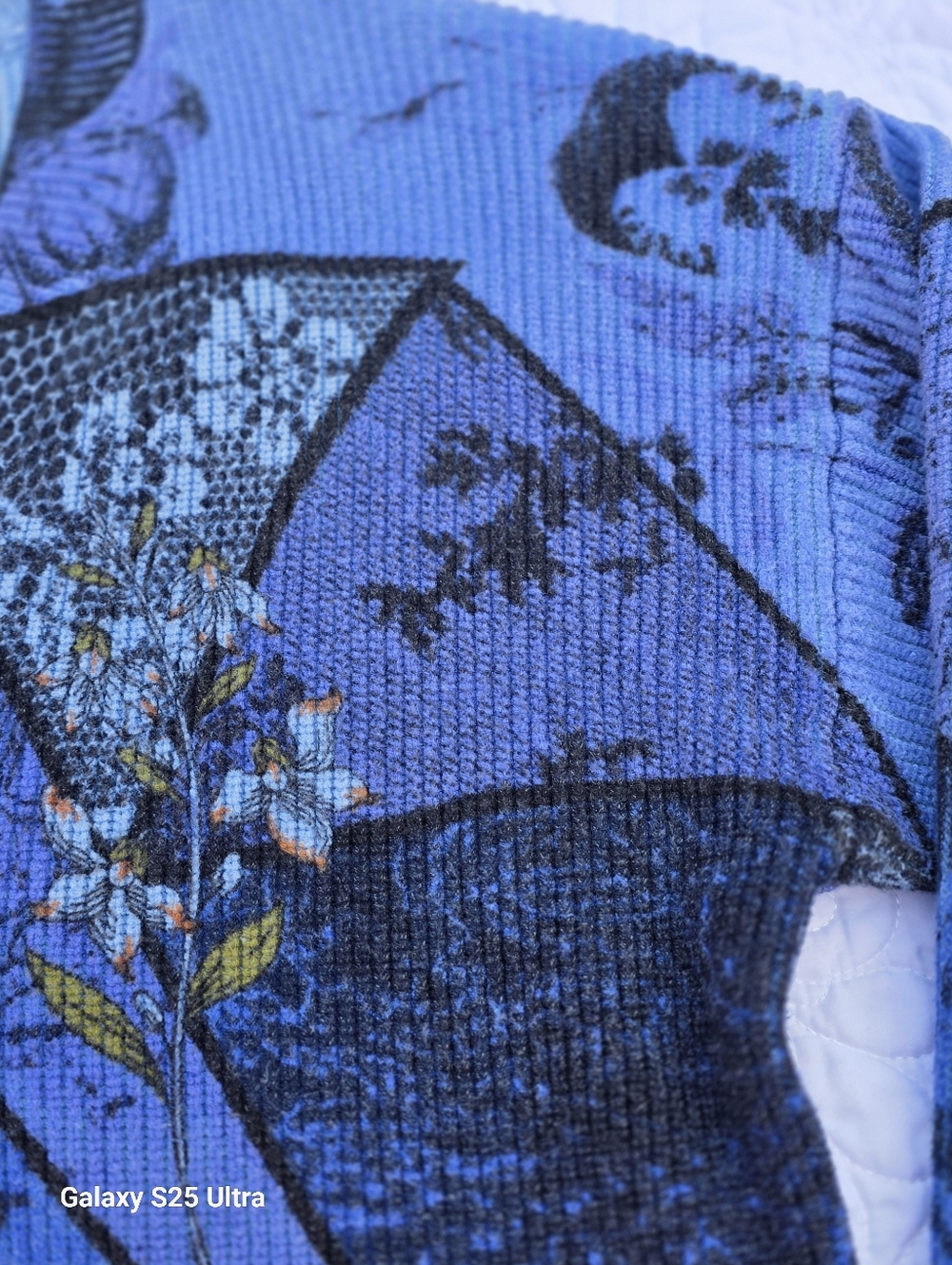 Desigual Artsy Bohemian Print Patchwork V-Neck Sweater Blue EUC SZ LG - Picture 14 of 15